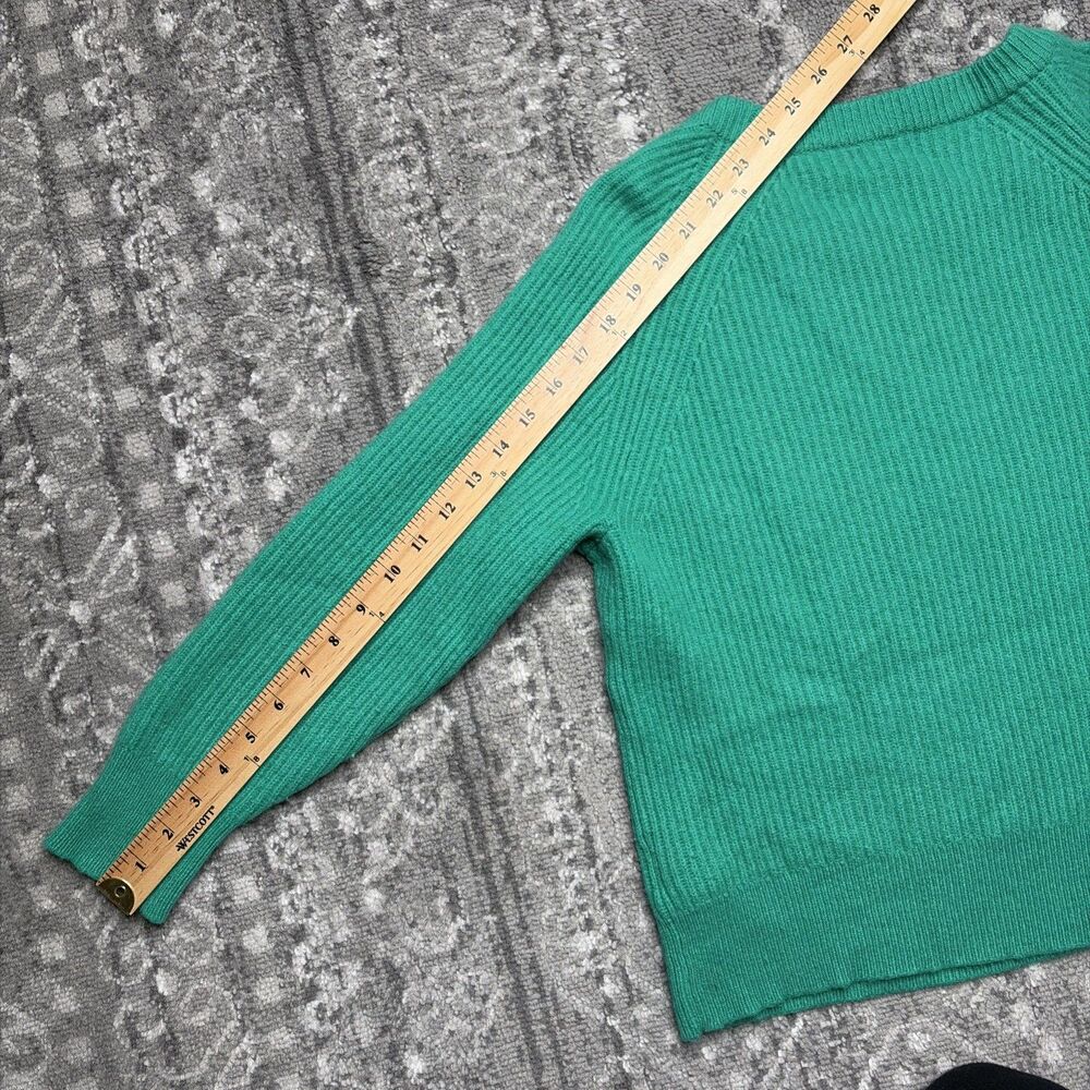 J.Crew Women's Green Cashmere Ribbed Knit Sweater Medium Chunky Pullover Luxury - Picture 9 of 9